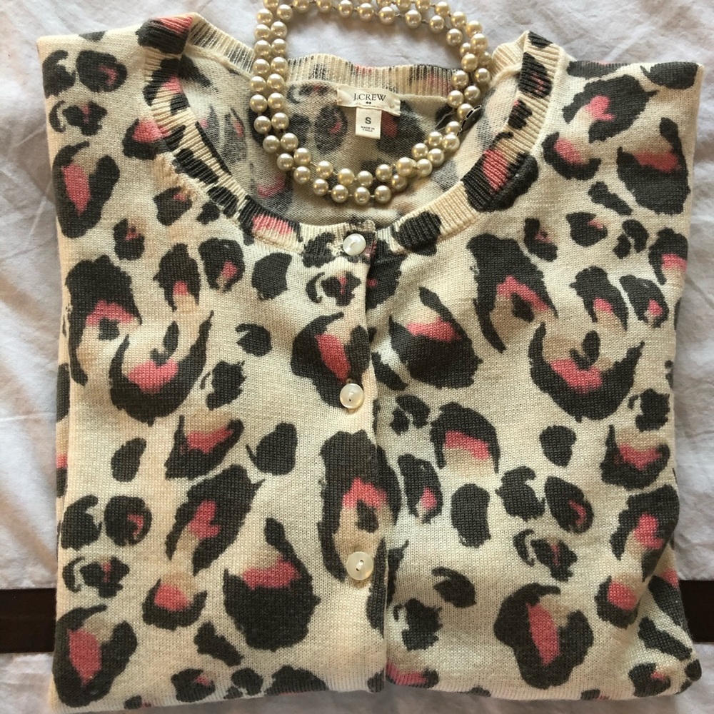 J Crew leopard patterned “summer knit” sweater